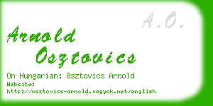 arnold osztovics business card